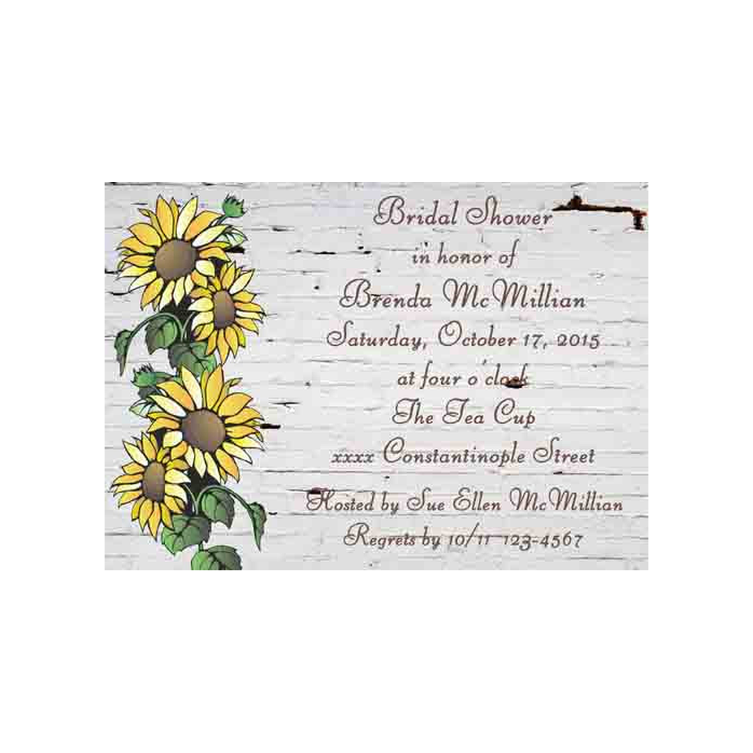 SUNFLOWERS ON BRICK WALL CUSTOM INVITATION