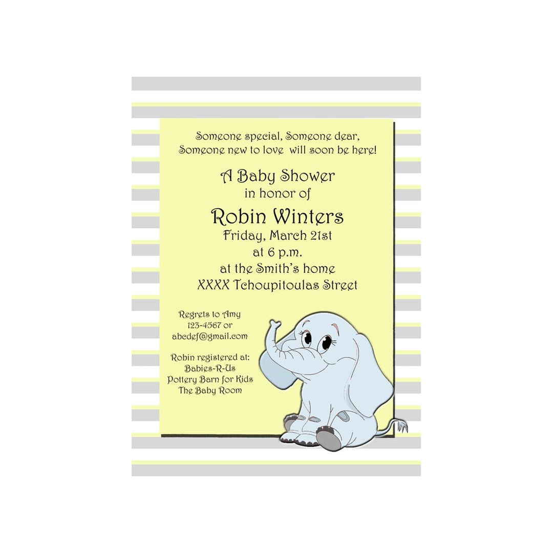 SWEET BABY ELEPHANTS CUSTOM INVITATION