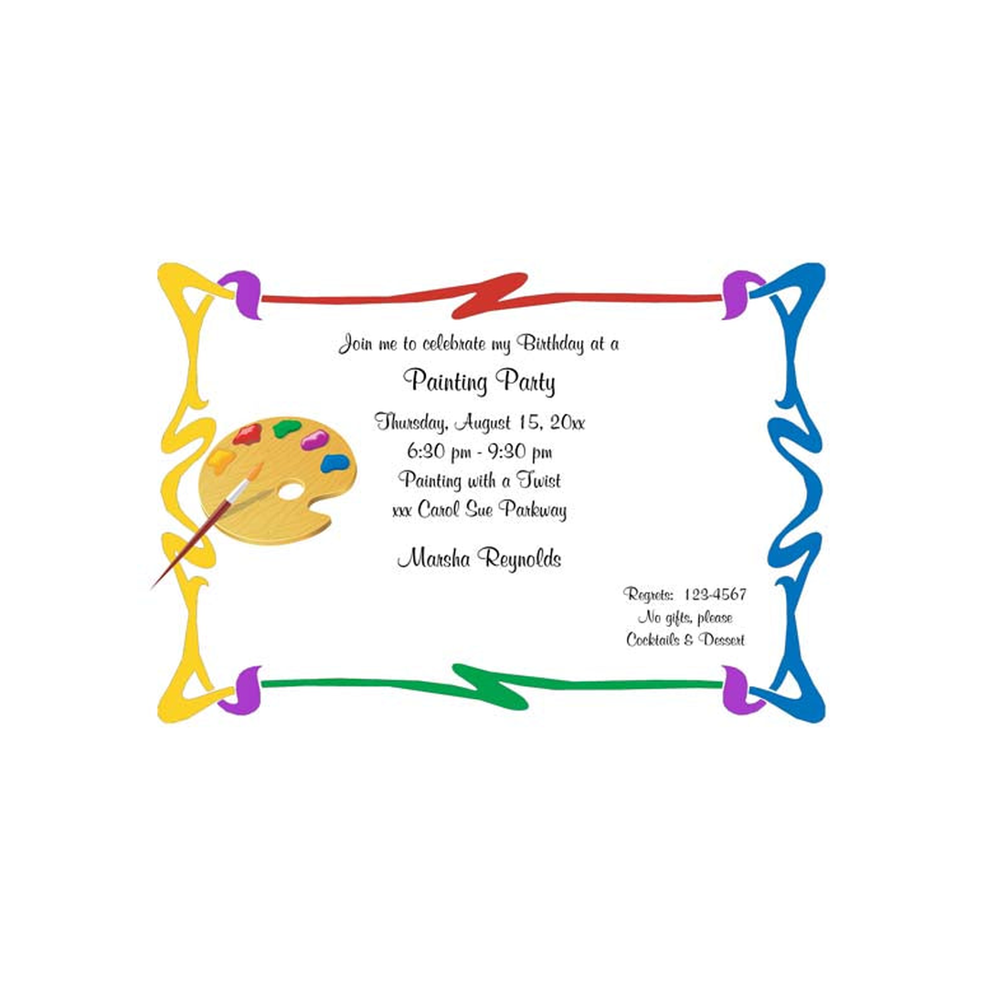 SWIRLING PAINT AND PALLET CUSTOM INVITATION