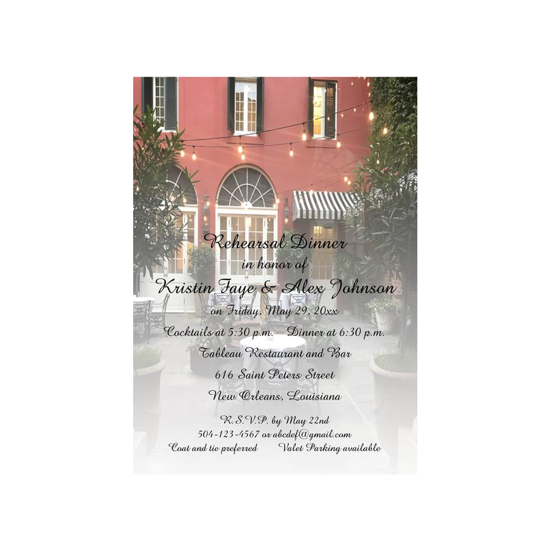 TABLEAU COURTYARD - A DICKIE BRENNAN RESTAURANT CUSTOM INVITATION