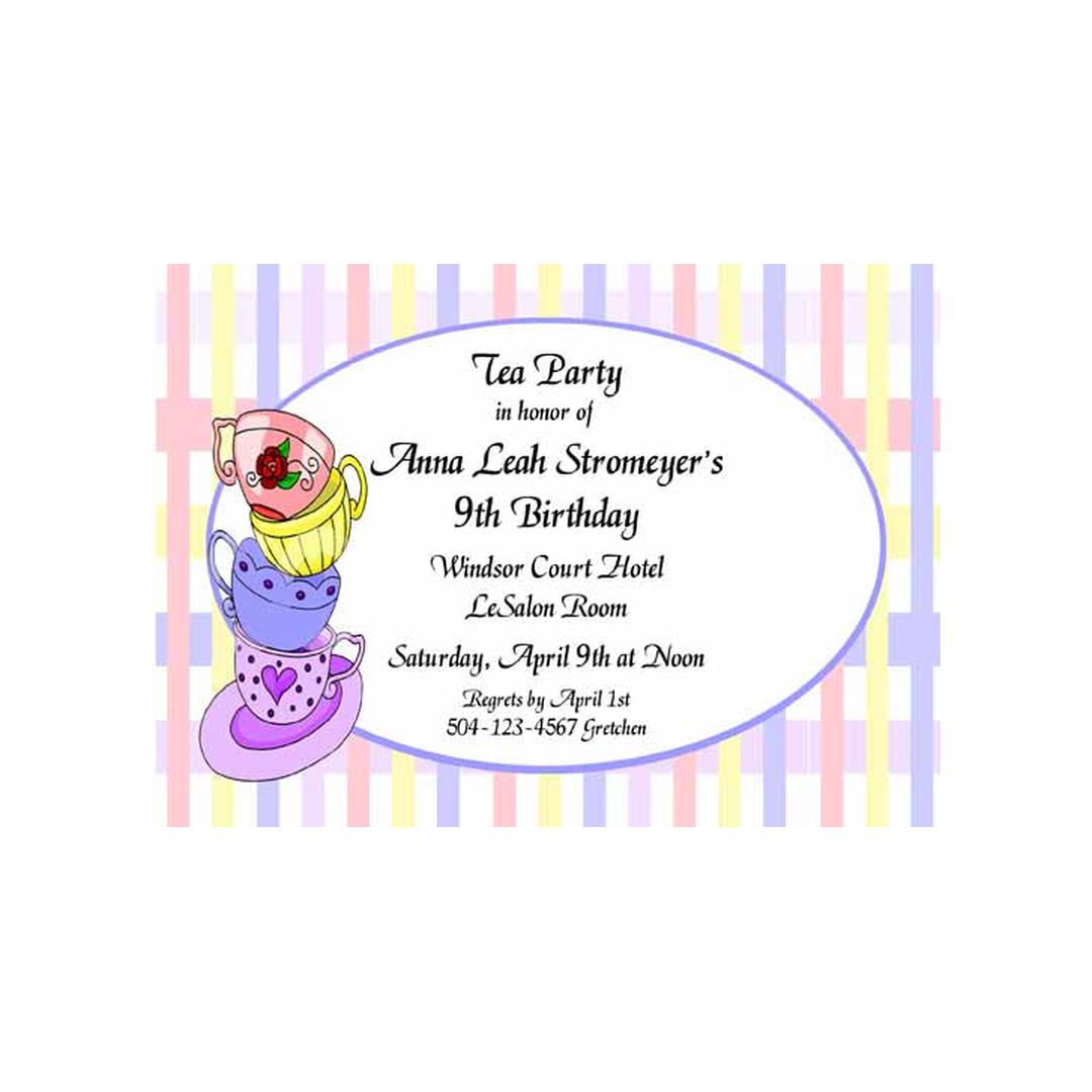 TEACUPS AND PLAID BACKGROUND CUSTOM INVITATION