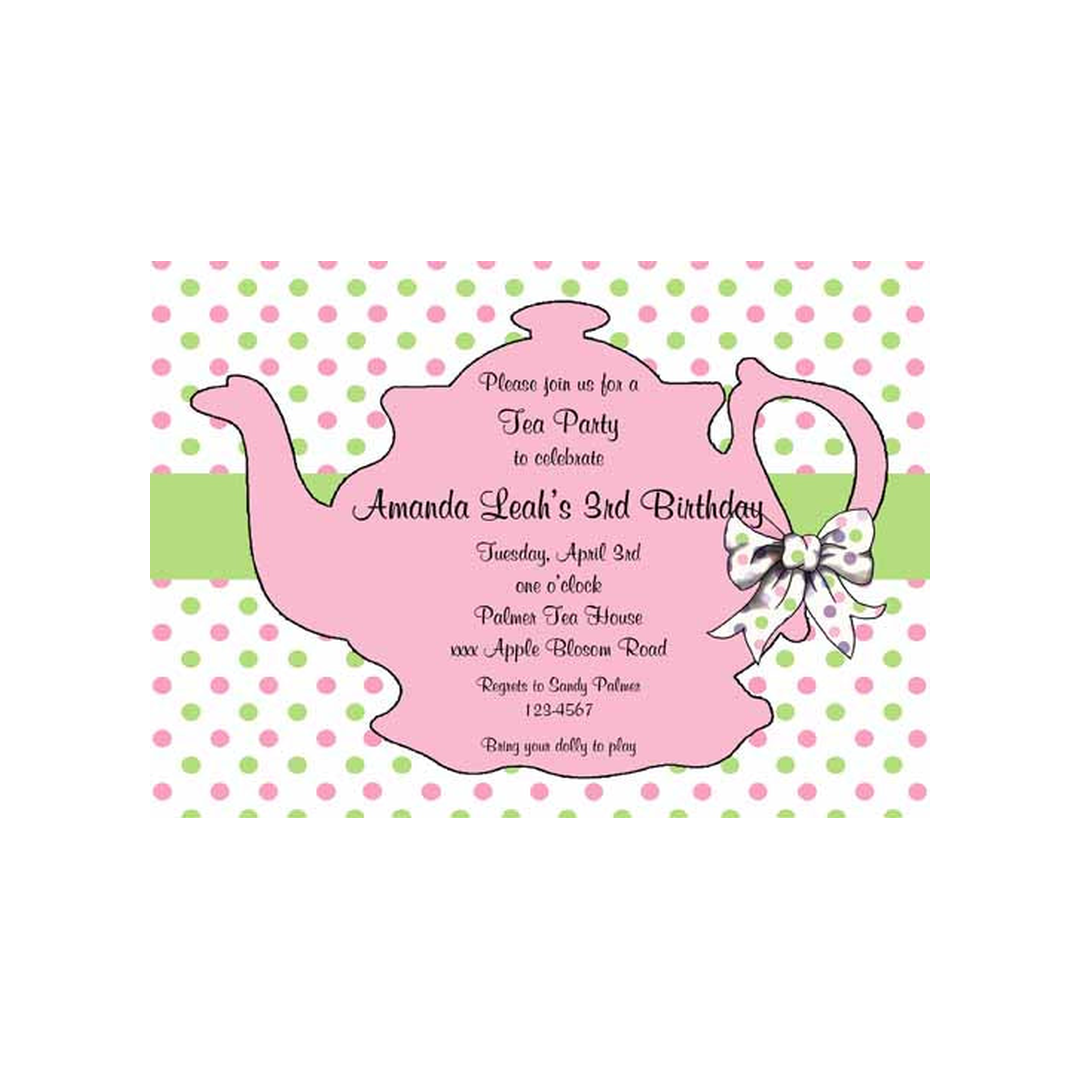 TEAPOT SILHOUETTE WITH DOTS CUSTOM INVITATION