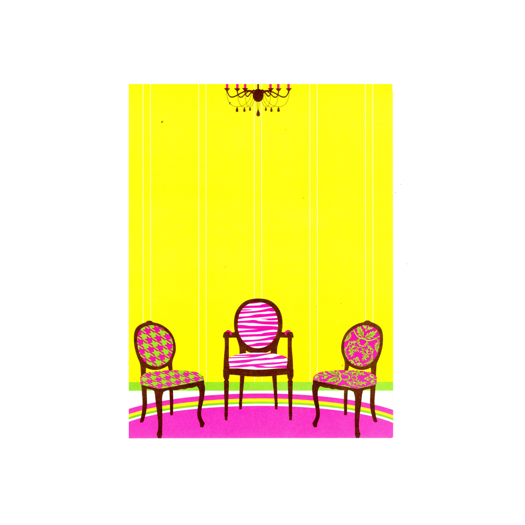 THREE DECORATIVE CHAIRS - BLANK STOCK INVITATIONS