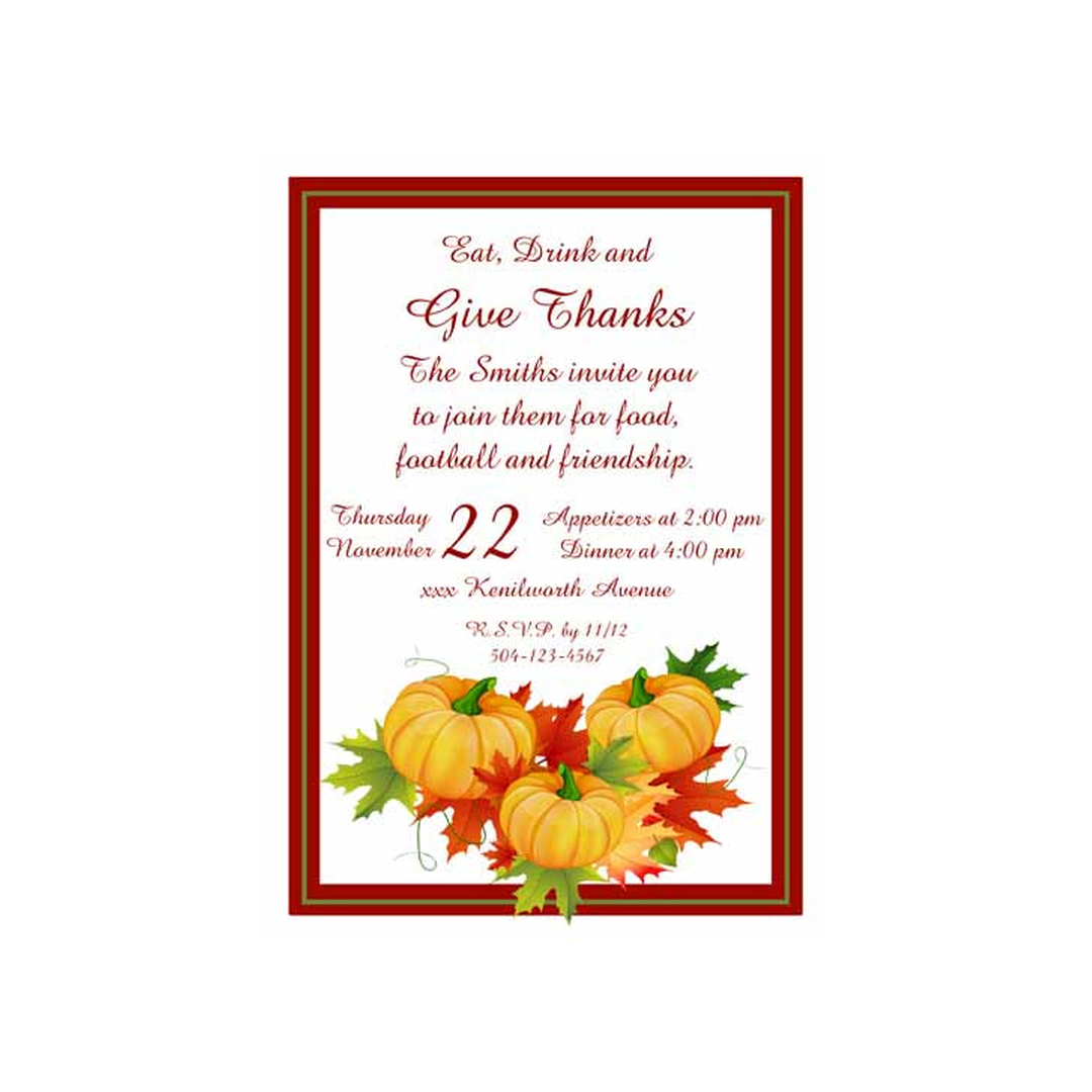 THREE PUMPKINS CUSTOM INVITATION