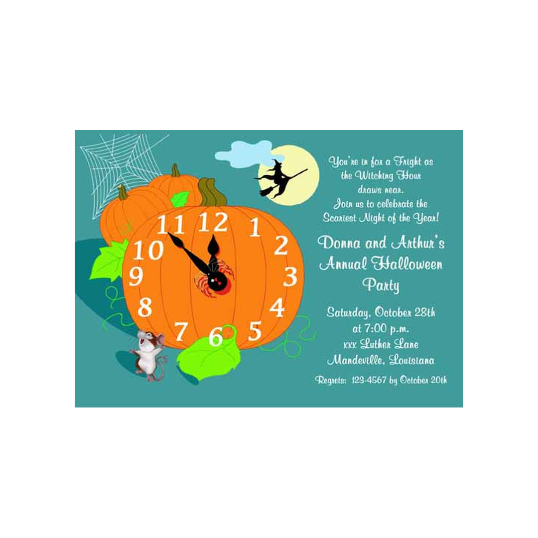 TICK TOCK PUMPKIN CLOCK CUSTOM INVITATION