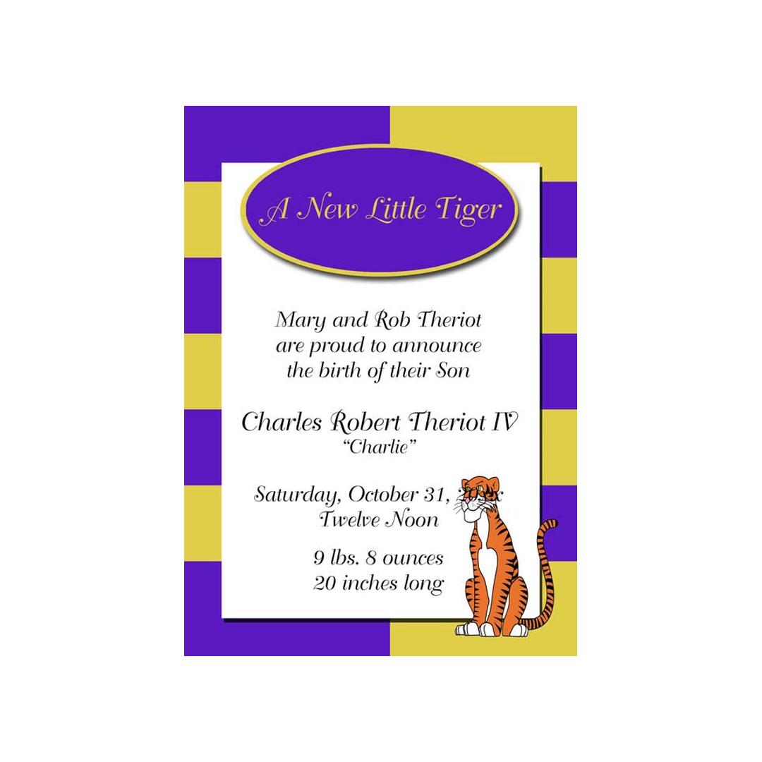 TIGER AND BANDS OF COLOR CUSTOM INVITATION