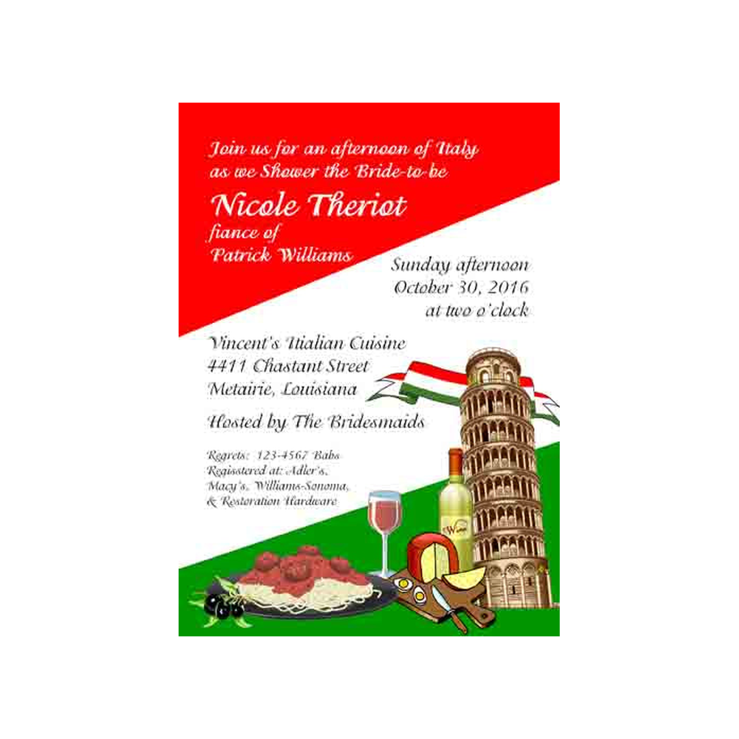 TOWER OF PISA CUSTOM INVITATION