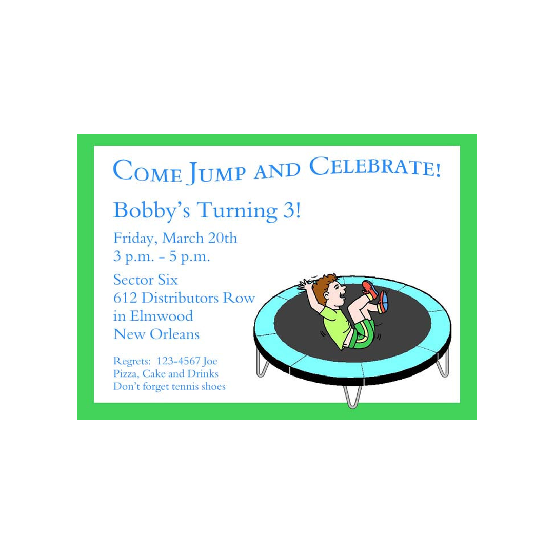 TRAMPOLINE CUSTOM INVITATION