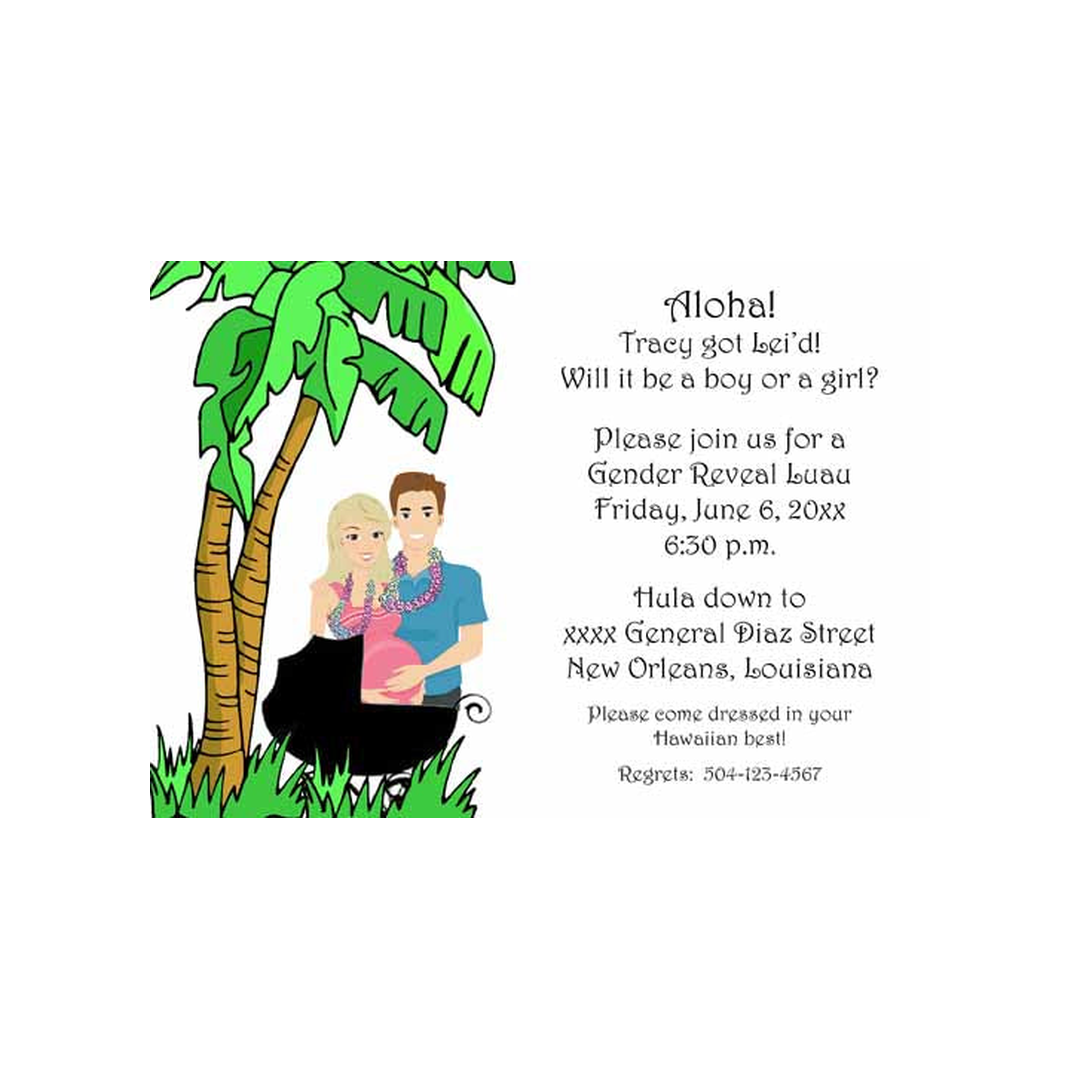 TROPICAL LUAU GENDER REVEAL CUSTOM INVITATION