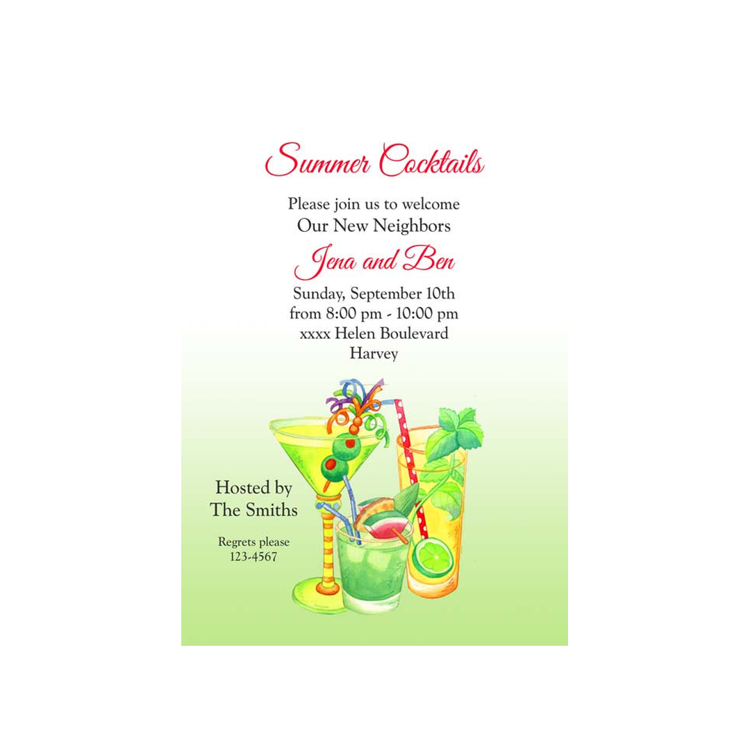 TROPICAL SUMMER COCKTAILS CUSTOM INVITATION