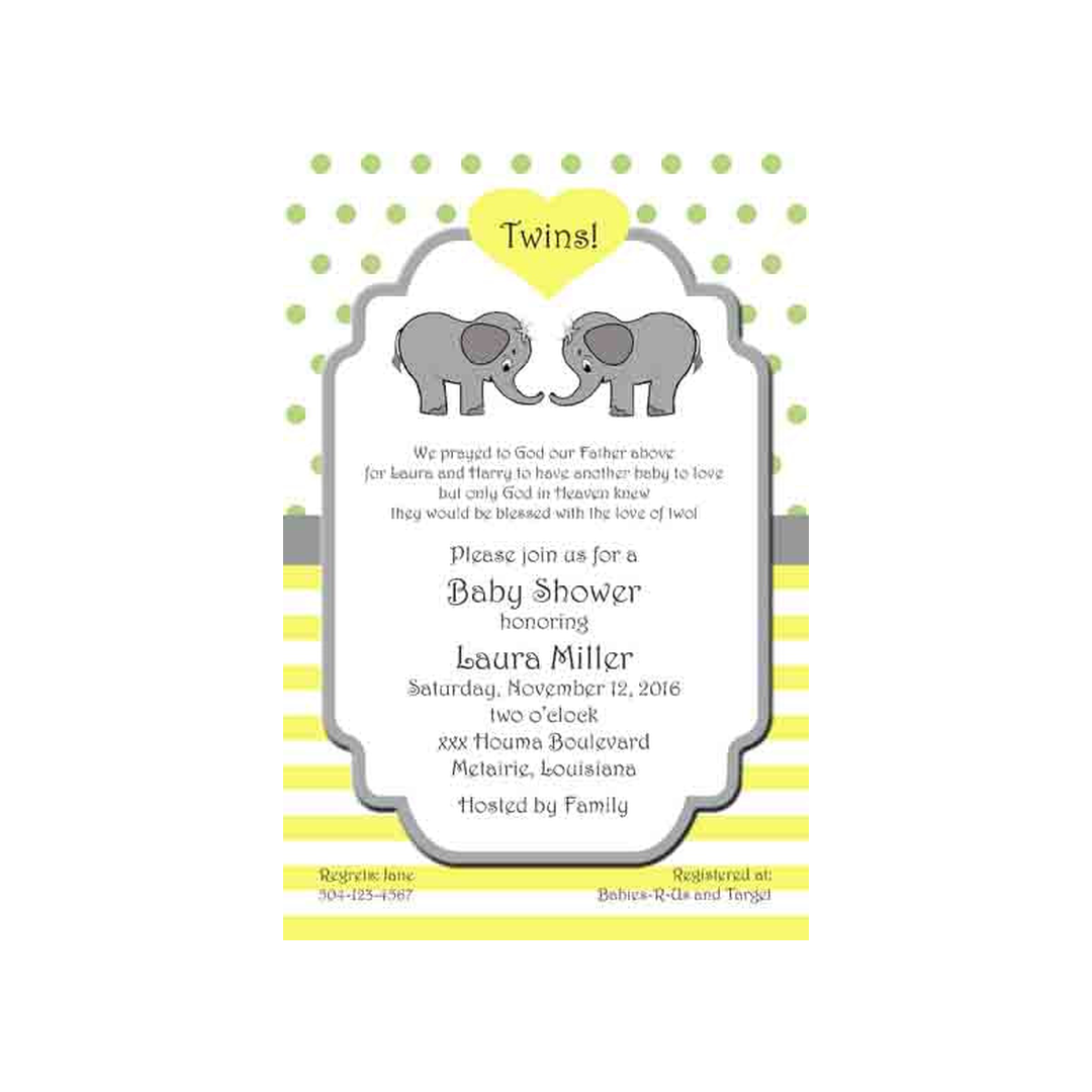 TWIN ELEPHANTS CUSTOM INVITATION