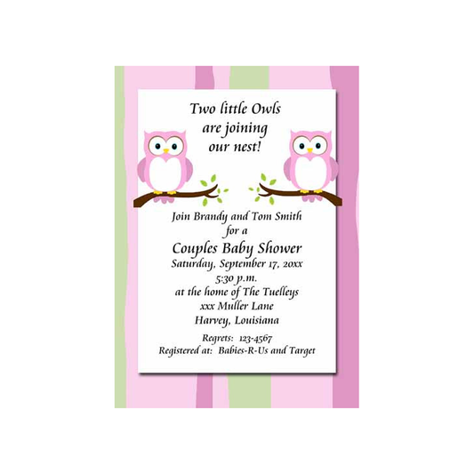 TWIN OWLS CUSTOM INVITATION