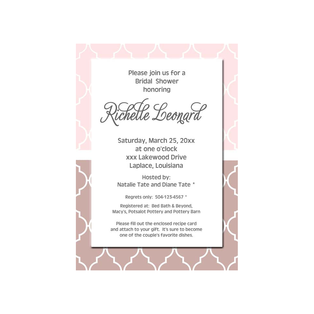 TWO-TONE DECORATIVE QUAD BACKGROUND CUSTOM INVITATION