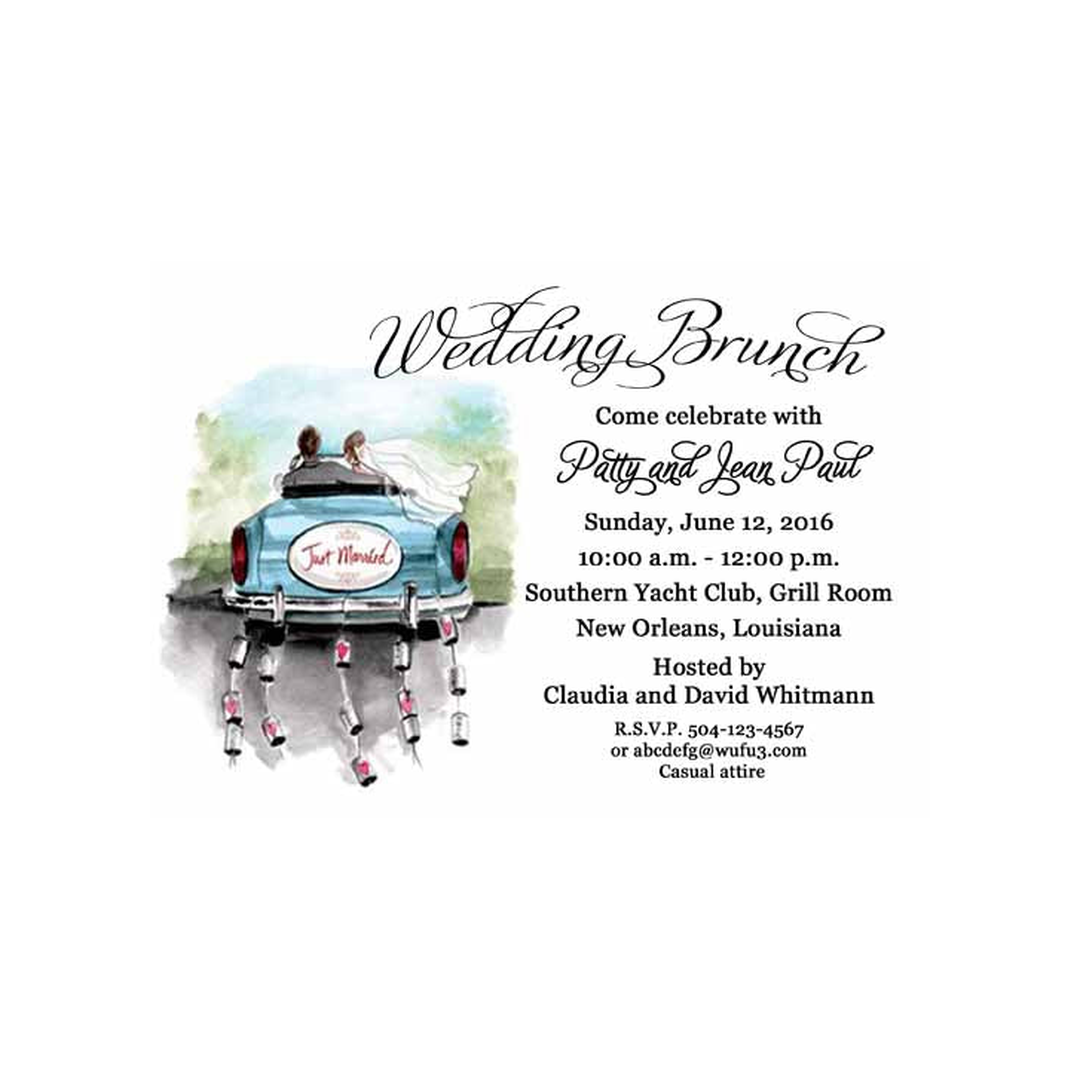WATERCOLOR GET AWAY CAR CUSTOM INVITATION