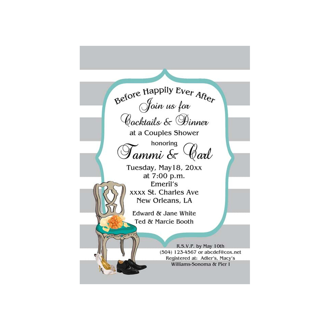 WEDDING CHAIR AND BOUQUET BACKGROUND CUSTOM INVITATION