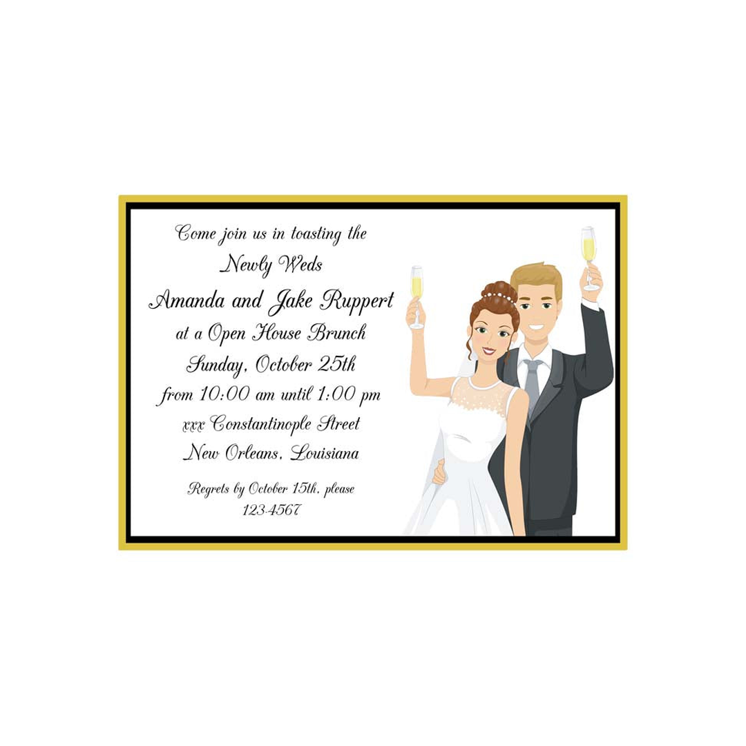 WEDDING COUPLE TOASTING CUSTOM INVITATION