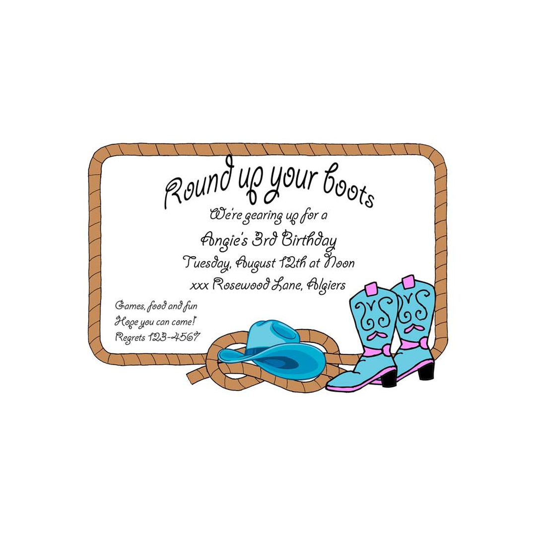WESTERN BOOTS AND HAT CUSTOM INVITATION