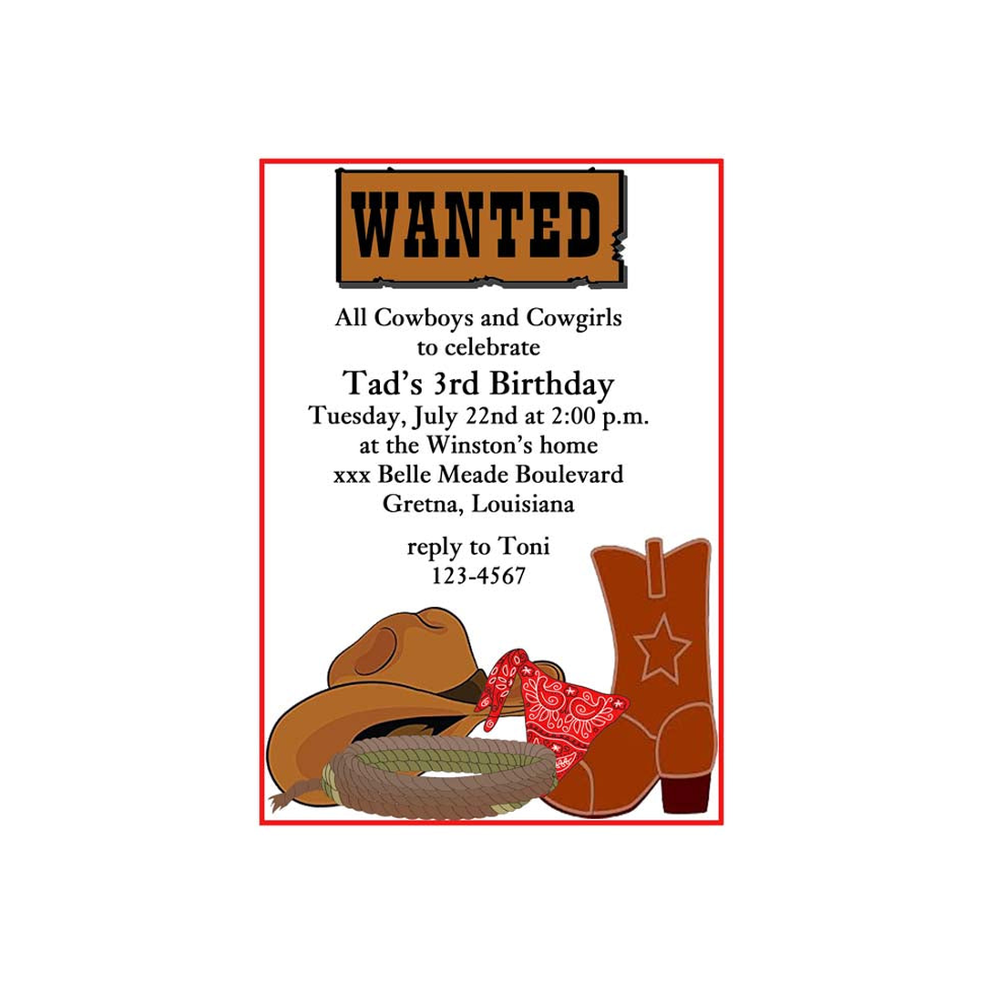 WESTERN WANTED SIGN CUSTOM INVITATION