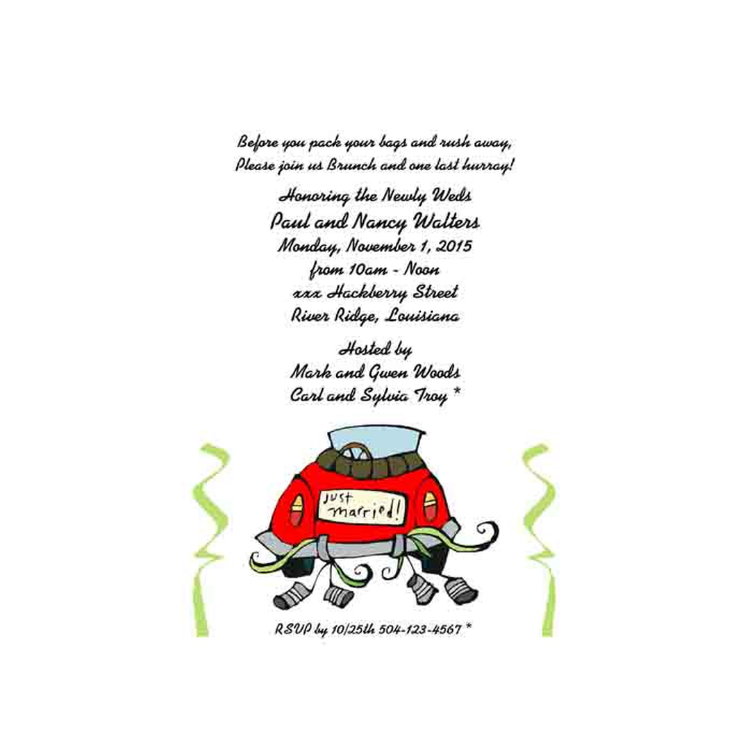 WHIMSICAL GET AWAY CAR CUSTOM INVITATION