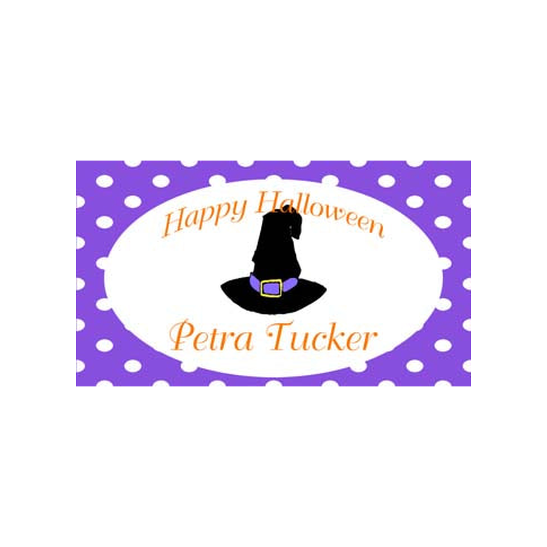 WITCH HAT AND POLKA DOTS PERSONALIZED GIFT OR CALLING CARDS