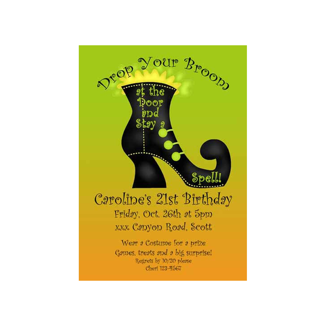 WITCH'S BOOT CUSTOM INVITATION