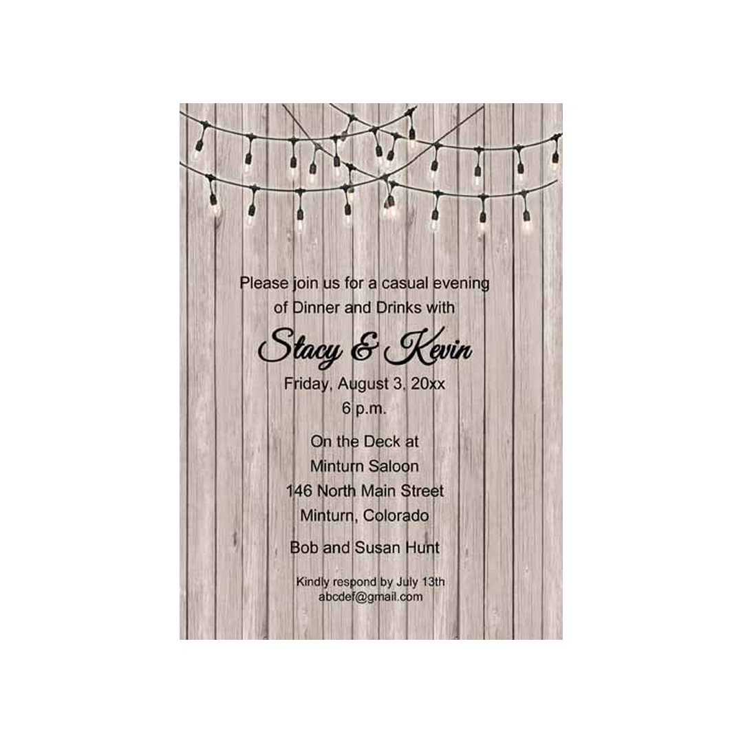 WOOD PANELS AND HANGING LIGHTS CUSTOM INVITATION