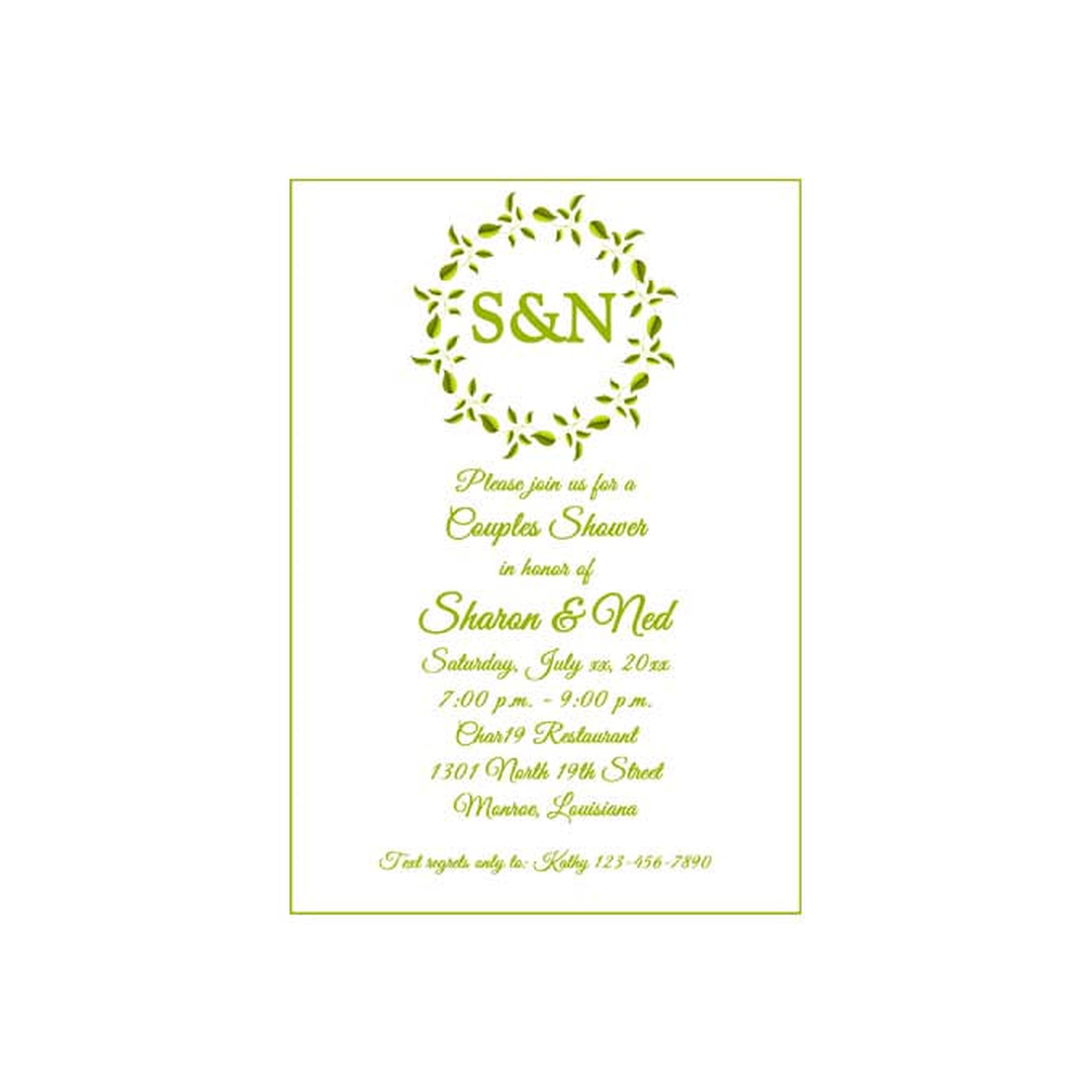 WREATH OF GREEN LEAVES CUSTOM INVITATION
