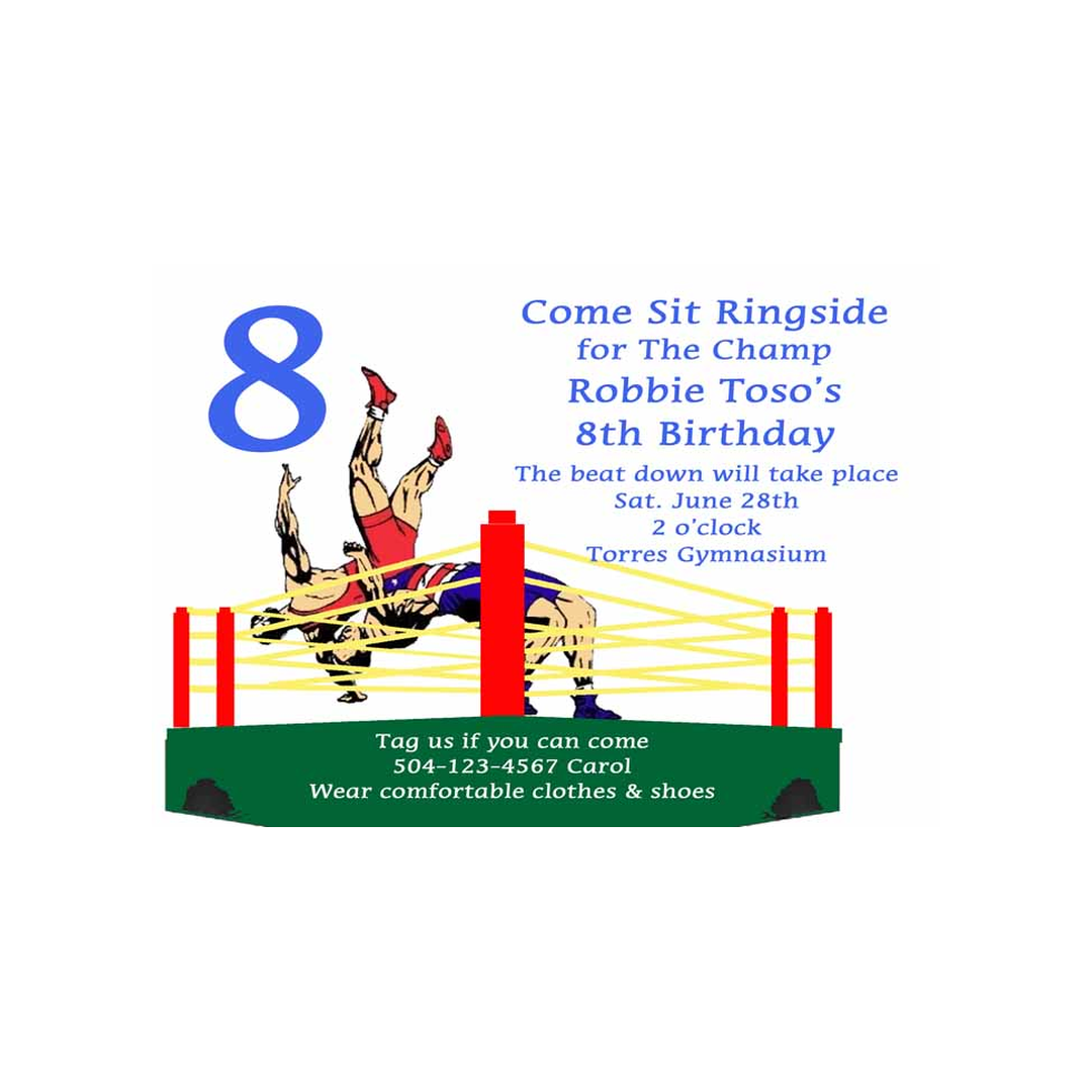 WRESTLERS IN THE RING CUSTOM INVITATION