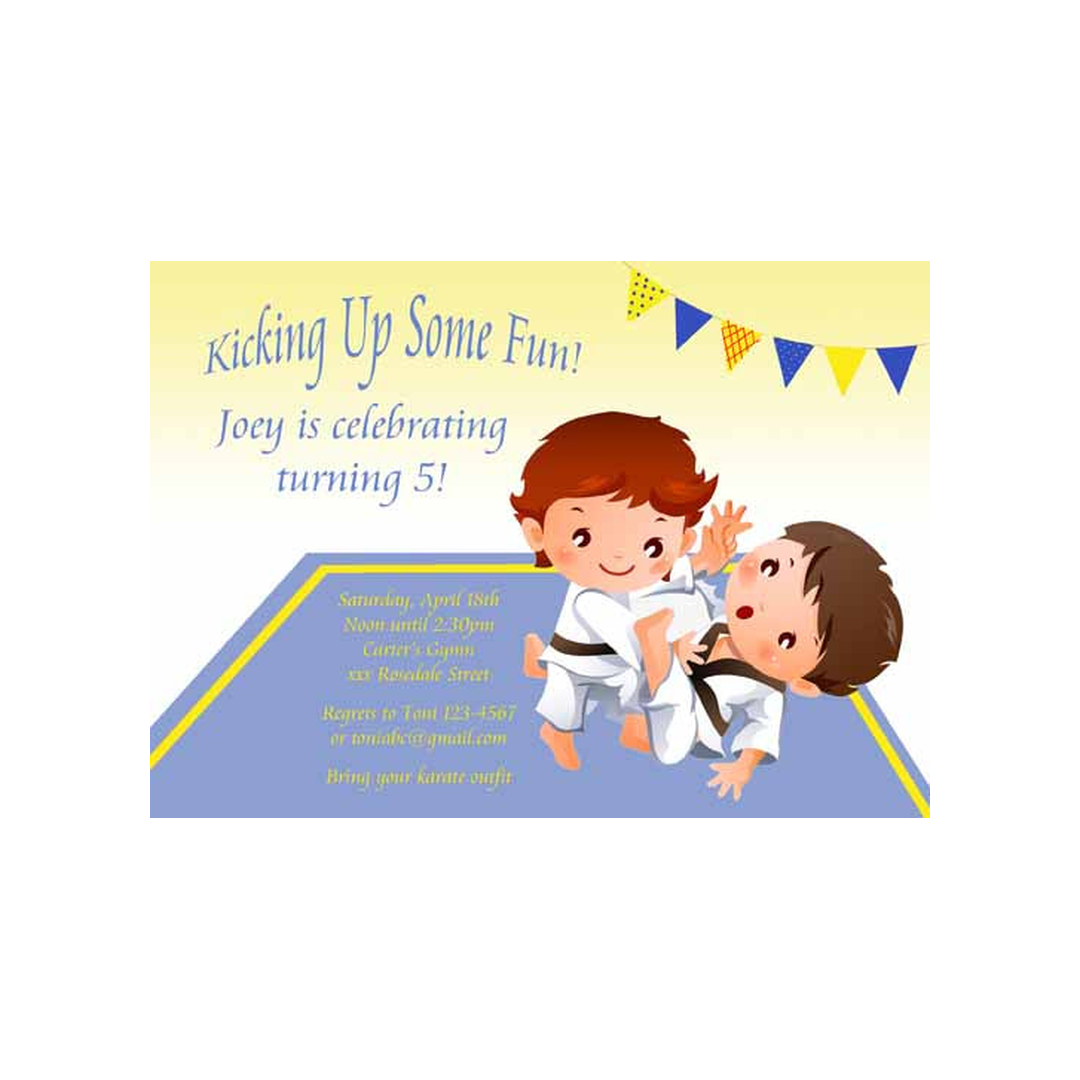 YOUNG KARATE BOYS CUSTOM INVITATION