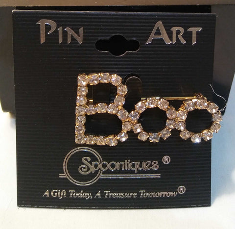 BOO RHINESTONE PIN/BROOCH