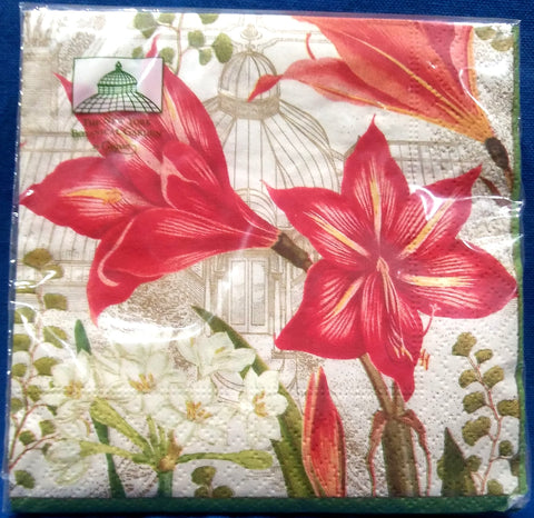 CHRISTMAS BLOOMS CASPARI PAPER BEVERAGE NAPKINS