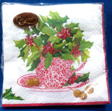 CHRISTMAS TEA CASPARI PAPER BEVERAGE NAPKINS