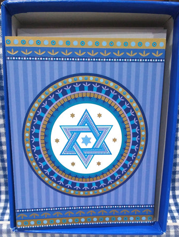 STAR OF DAVID MEDALLION HANUKKAH BOXED GREETING CARDS