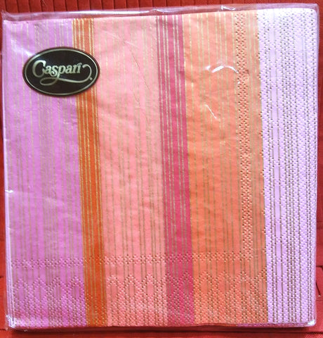 CASPARI STRIPED SILK FUCHSIA PAPER LUNCHEON NAPKINS