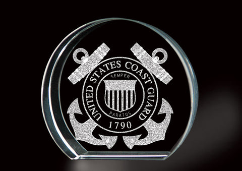 LASER ETCHED COAST GUARD CRYSTAL KEEPSAKE