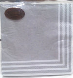 CASPARI SILVER STRIPE BORDER PAPER LUNCHEON NAPKINS