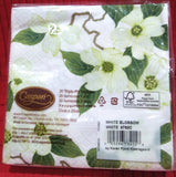 CASPARI WHITE BLOSSOM PAPER BEVERAGE NAPKINS