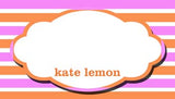 STRIPES AND OVAL FRAME PERSONALIZED GIFT OR CALLING CARDS