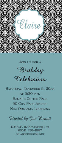 FLEUR DE LIS BACKGROUND CUSTOM INVITATION