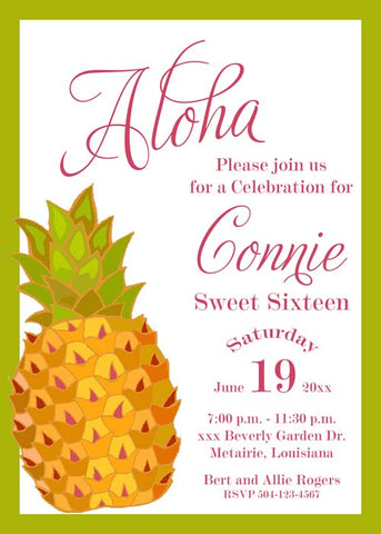 GOLD PINEAPPLE - LUAU CUSTOM INVITATION