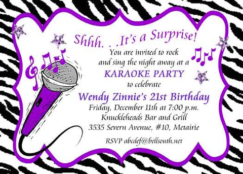 KARAOKE AND MUSICAL NOTES CUSTOM INVITATION