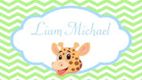 GIRAFFE HEAD CHEVRON BACKGROUND PERSONALIZED GIFT OR CALLING CARDS