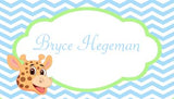 GIRAFFE HEAD CHEVRON BACKGROUND PERSONALIZED GIFT OR CALLING CARDS