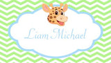 GIRAFFE HEAD CHEVRON BACKGROUND PERSONALIZED GIFT OR CALLING CARDS
