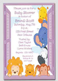 ZOO ANIMALS IN WINDOW CUSTOM INVITATION