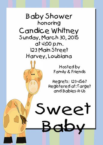 FUNNY GIRAFFE CUSTOM INVITATION