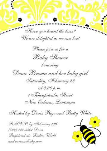 BEE AND DAMASK CUSTOM INVITATION