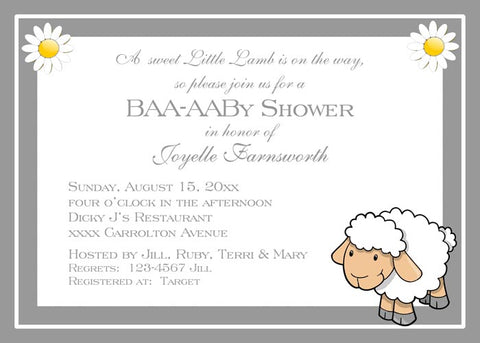 SWEET LITTLE LAMB CUSTOM INVITATION
