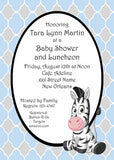 BABY GIRL-BOY ZEBRA CUSTOM INVITATION