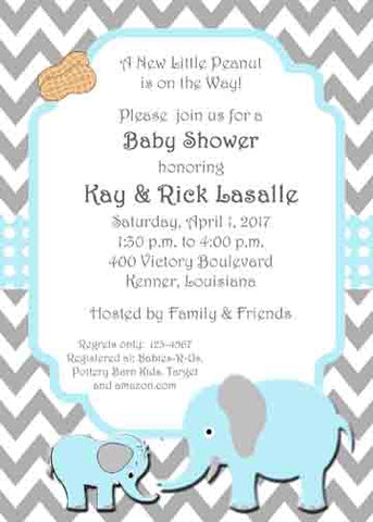 MOM AND BABY ELEPHANTS CUSTOM INVITATION